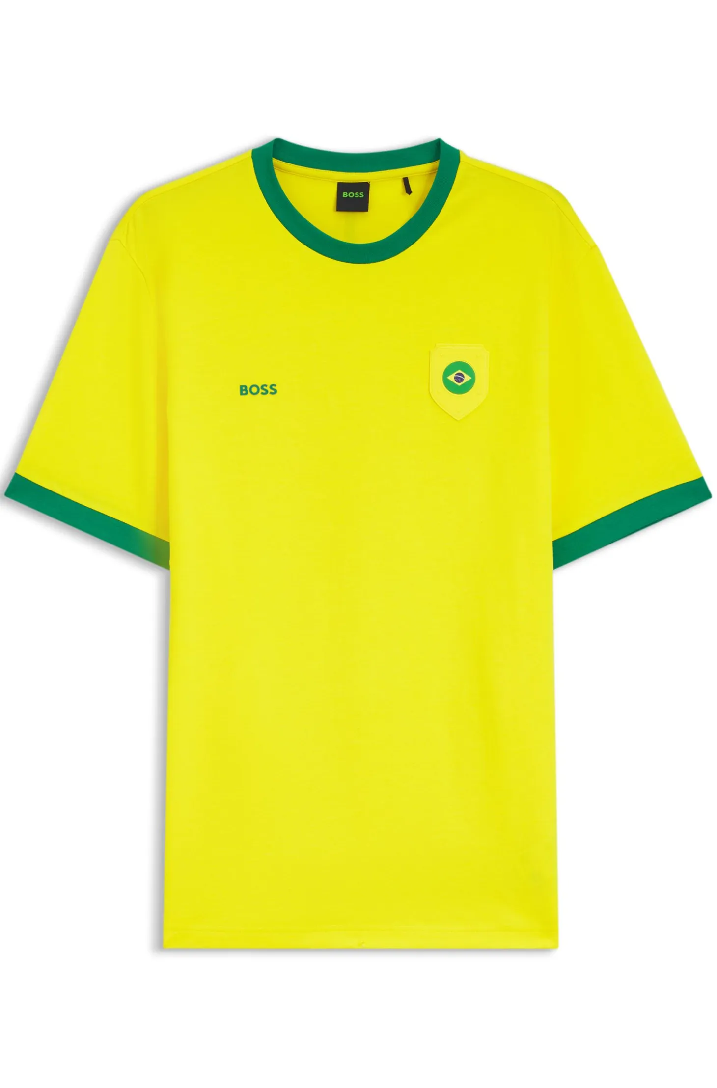 Stretch-cotton T-shirt with country flag and logo