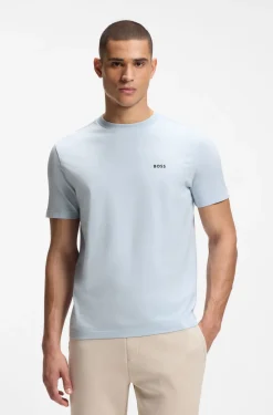 Stretch-cotton T-shirt with contrast logo