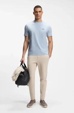 Stretch-cotton T-shirt with contrast logo