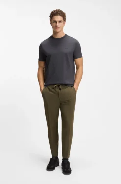 Stretch-cotton T-shirt with contrast logo