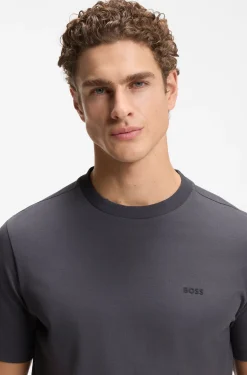 Stretch-cotton T-shirt with contrast logo