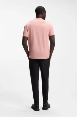 Stretch-cotton T-shirt with contrast logo