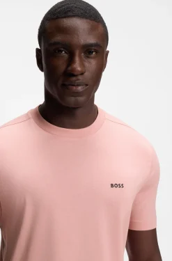 Stretch-cotton T-shirt with contrast logo
