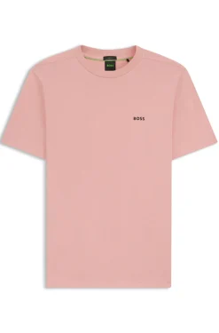 Stretch-cotton T-shirt with contrast logo