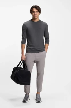 Stretch-cotton T-shirt with contrast logo
