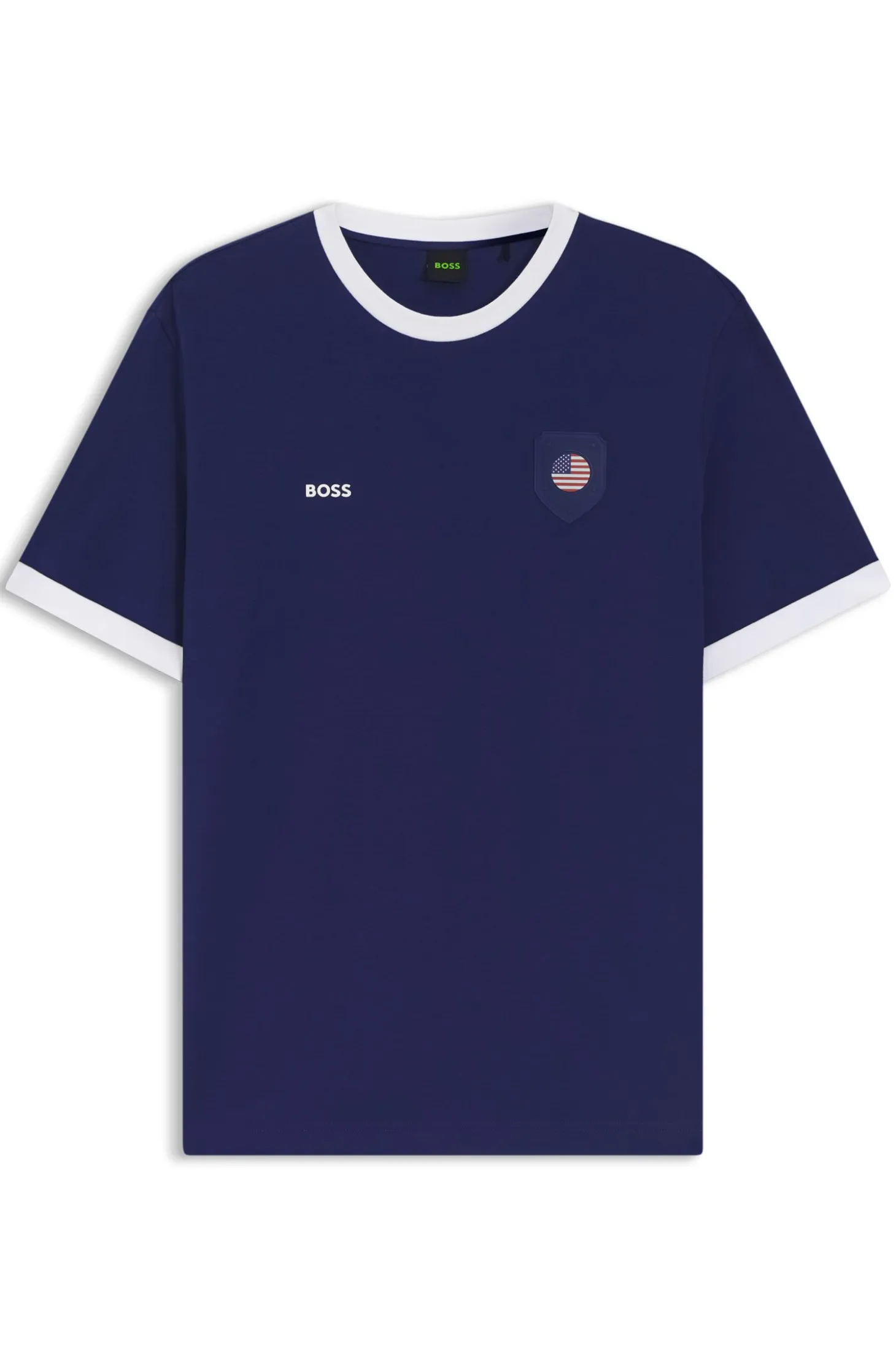 Stretch-cotton T-shirt with country flag and logo