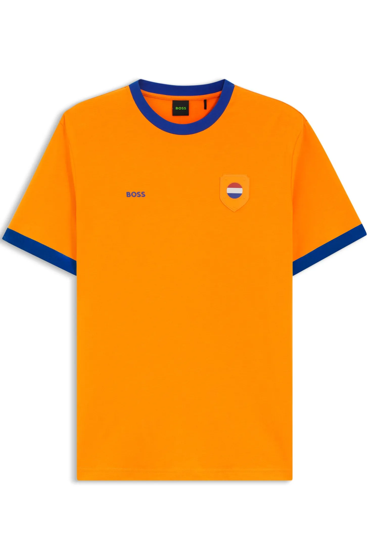 Stretch-cotton T-shirt with country flag and logo