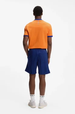 Stretch-cotton T-shirt with country flag and logo