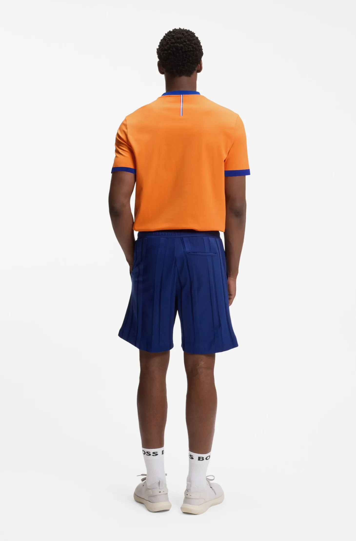 Stretch-cotton T-shirt with country flag and logo