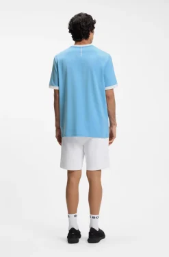 Stretch-cotton T-shirt with country flag and logo