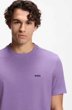 Stretch-cotton T-shirt with contrast logo