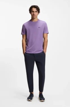 Stretch-cotton T-shirt with contrast logo