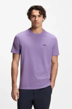 Stretch-cotton T-shirt with contrast logo