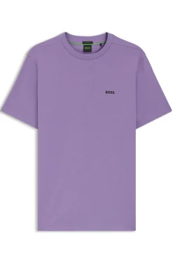 Stretch-cotton T-shirt with contrast logo