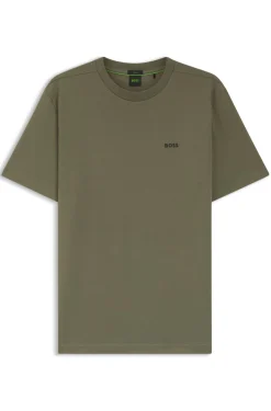 Stretch-cotton T-shirt with contrast logo