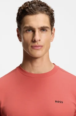 Stretch-cotton T-shirt with contrast logo