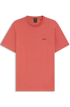 Stretch-cotton T-shirt with contrast logo