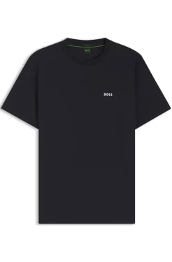 Stretch-cotton T-shirt with contrast logo