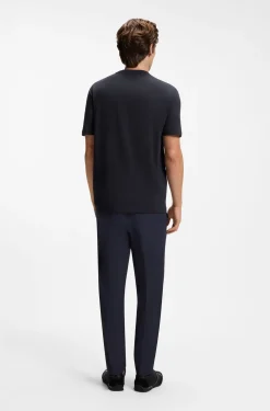 Stretch-cotton T-shirt with contrast logo