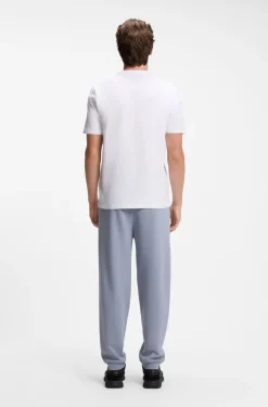 Stretch-cotton T-shirt with contrast logo