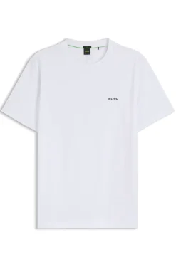 Stretch-cotton T-shirt with contrast logo