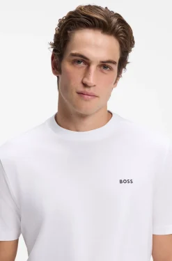 Stretch-cotton T-shirt with contrast logo
