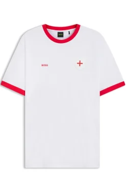 Stretch-cotton T-shirt with country flag and logo