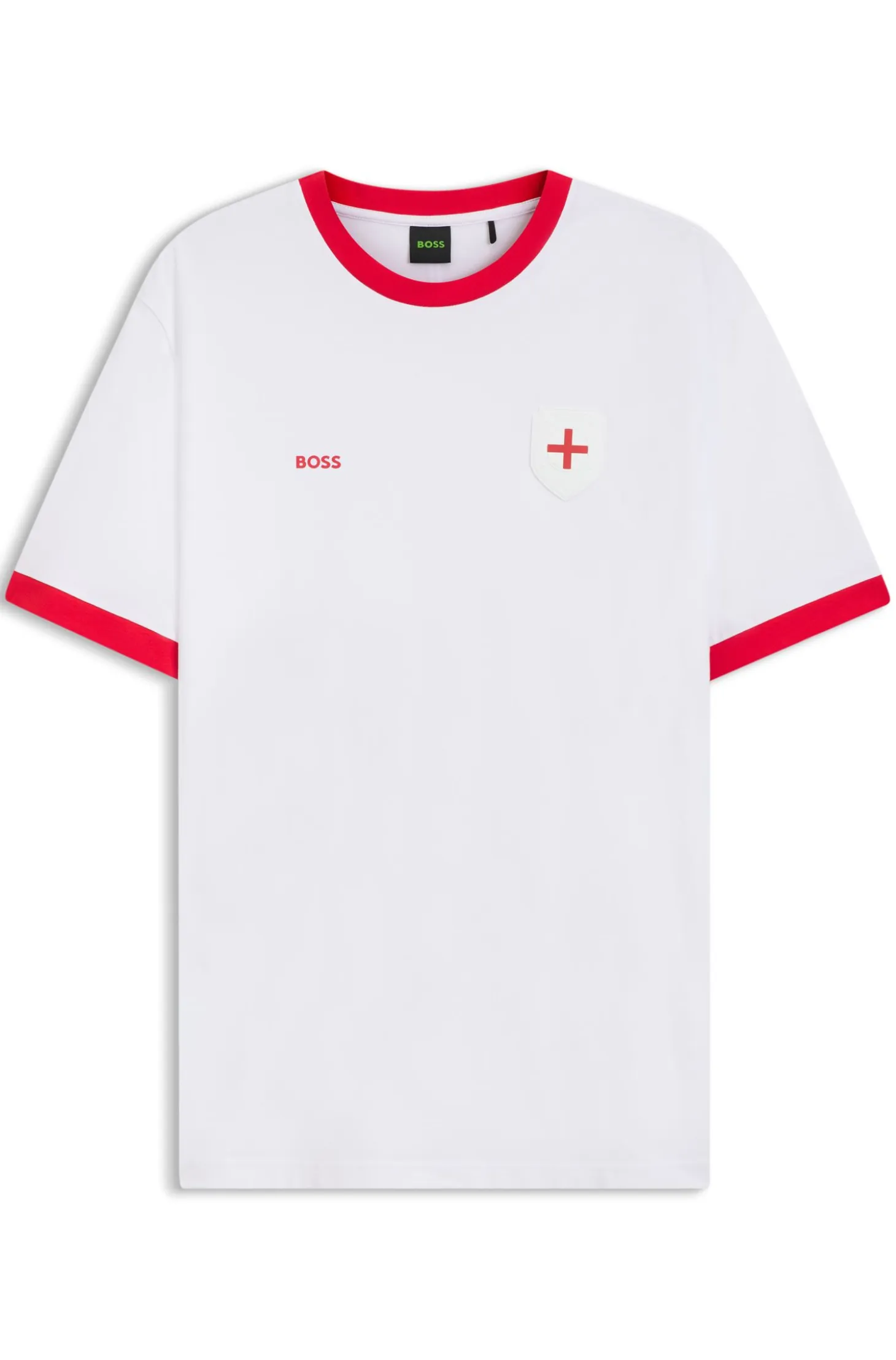 Stretch-cotton T-shirt with country flag and logo