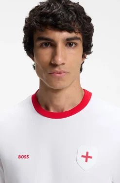 Stretch-cotton T-shirt with country flag and logo