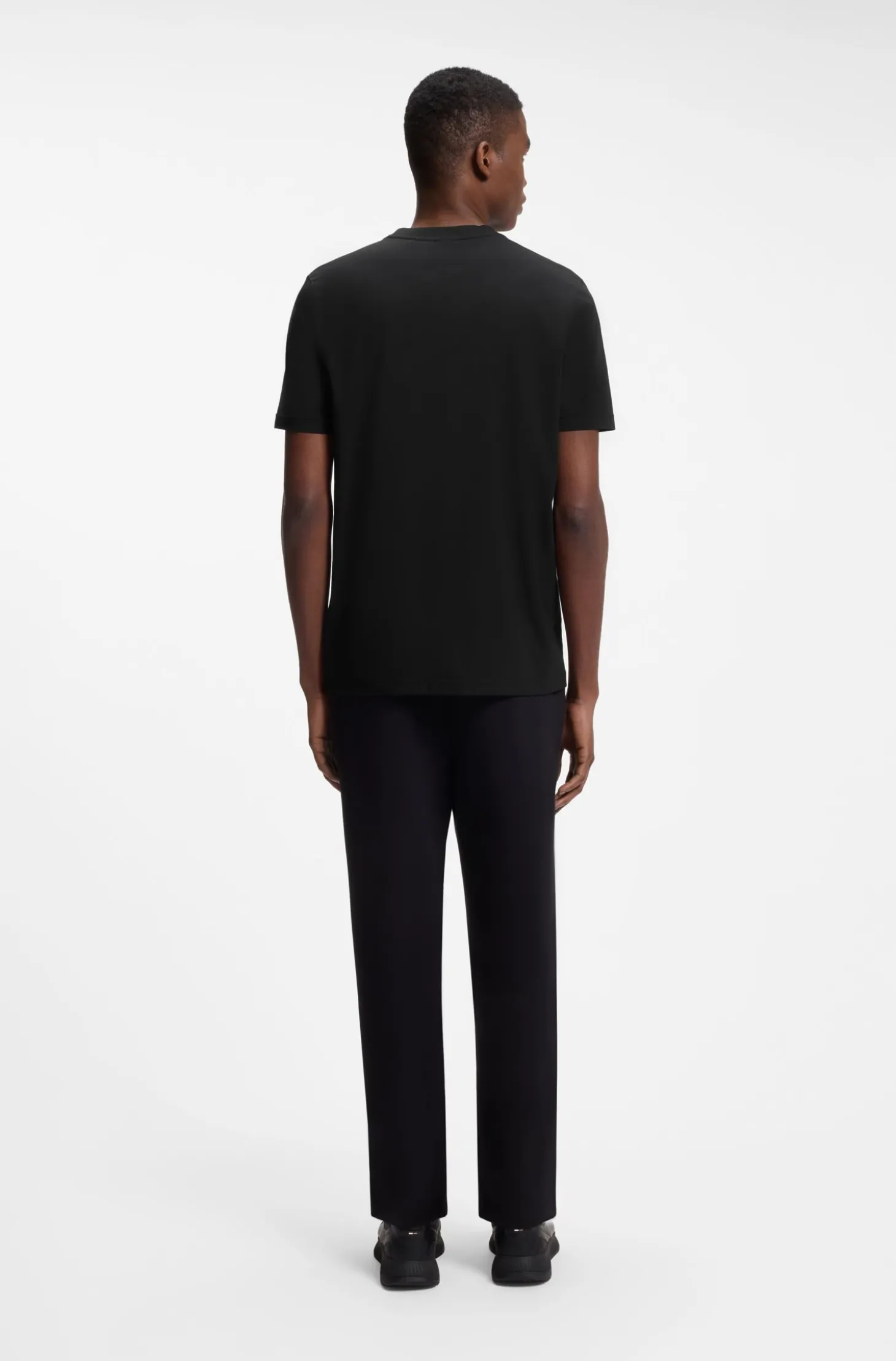 Stretch-cotton T-shirt with contrast logo
