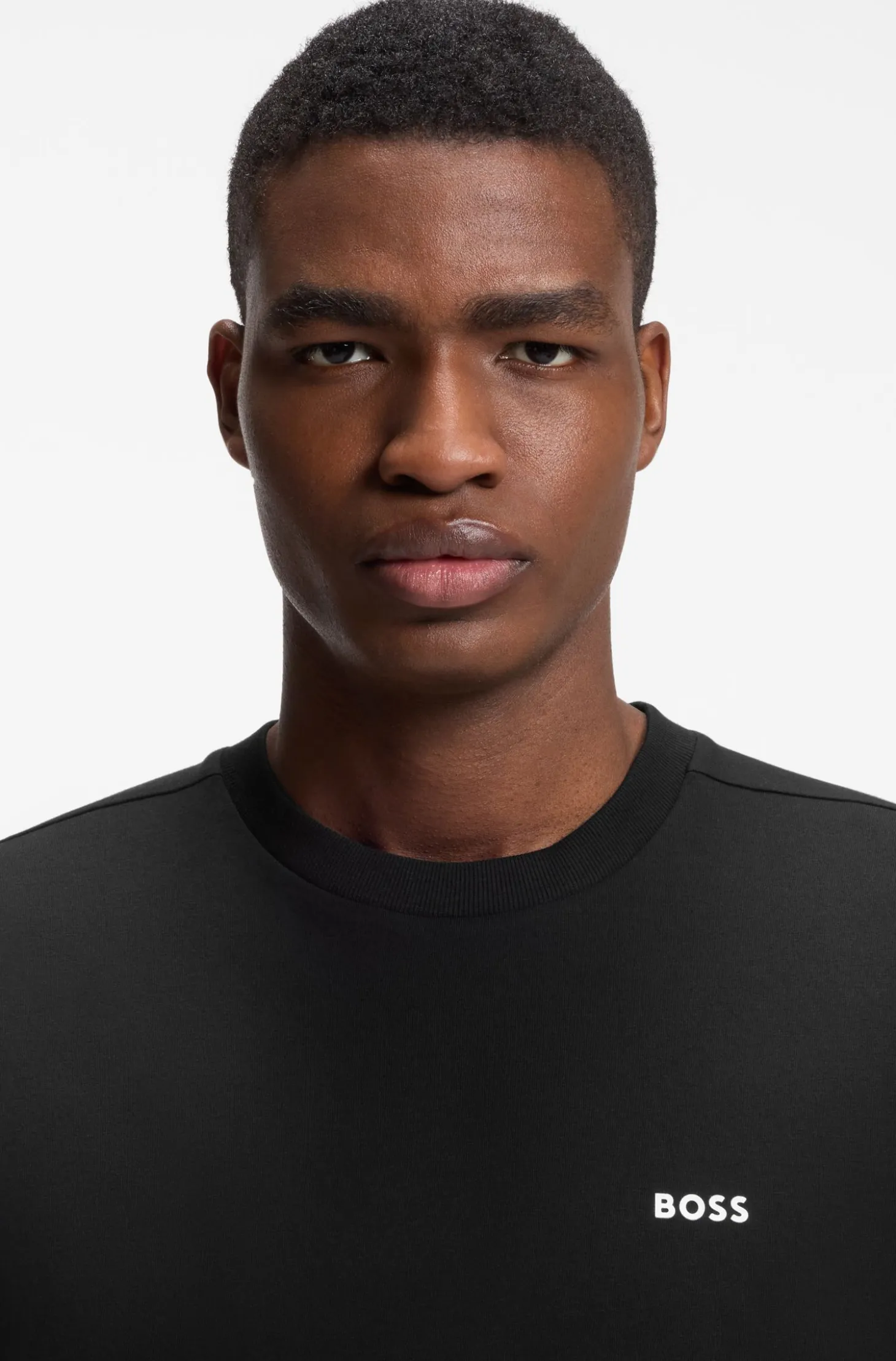 Stretch-cotton T-shirt with contrast logo