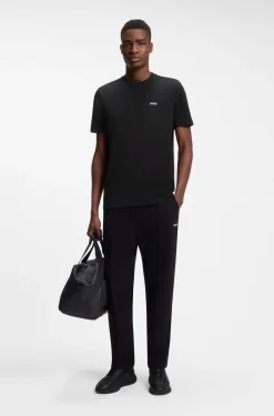 Stretch-cotton T-shirt with contrast logo