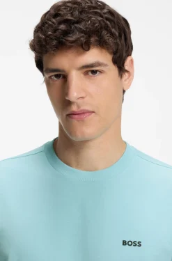Stretch-cotton T-shirt with contrast logo