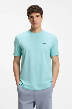 Stretch-cotton T-shirt with contrast logo