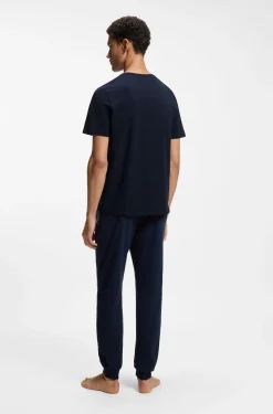 Stretch-cotton T-shirt with embroidered logo