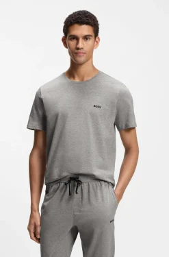 Stretch-cotton T-shirt with embroidered logo