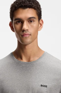Stretch-cotton T-shirt with embroidered logo