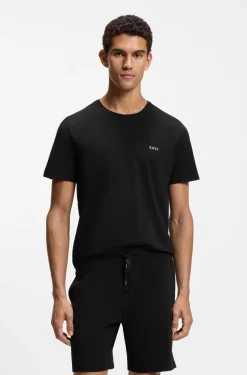 Stretch-cotton T-shirt with embroidered logo