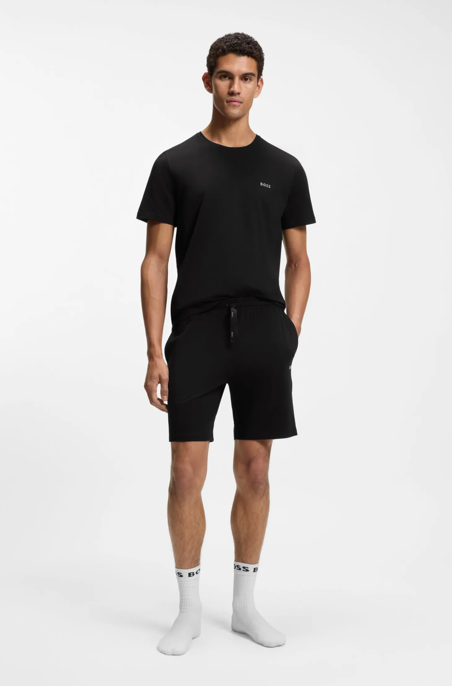 Stretch-cotton T-shirt with embroidered logo
