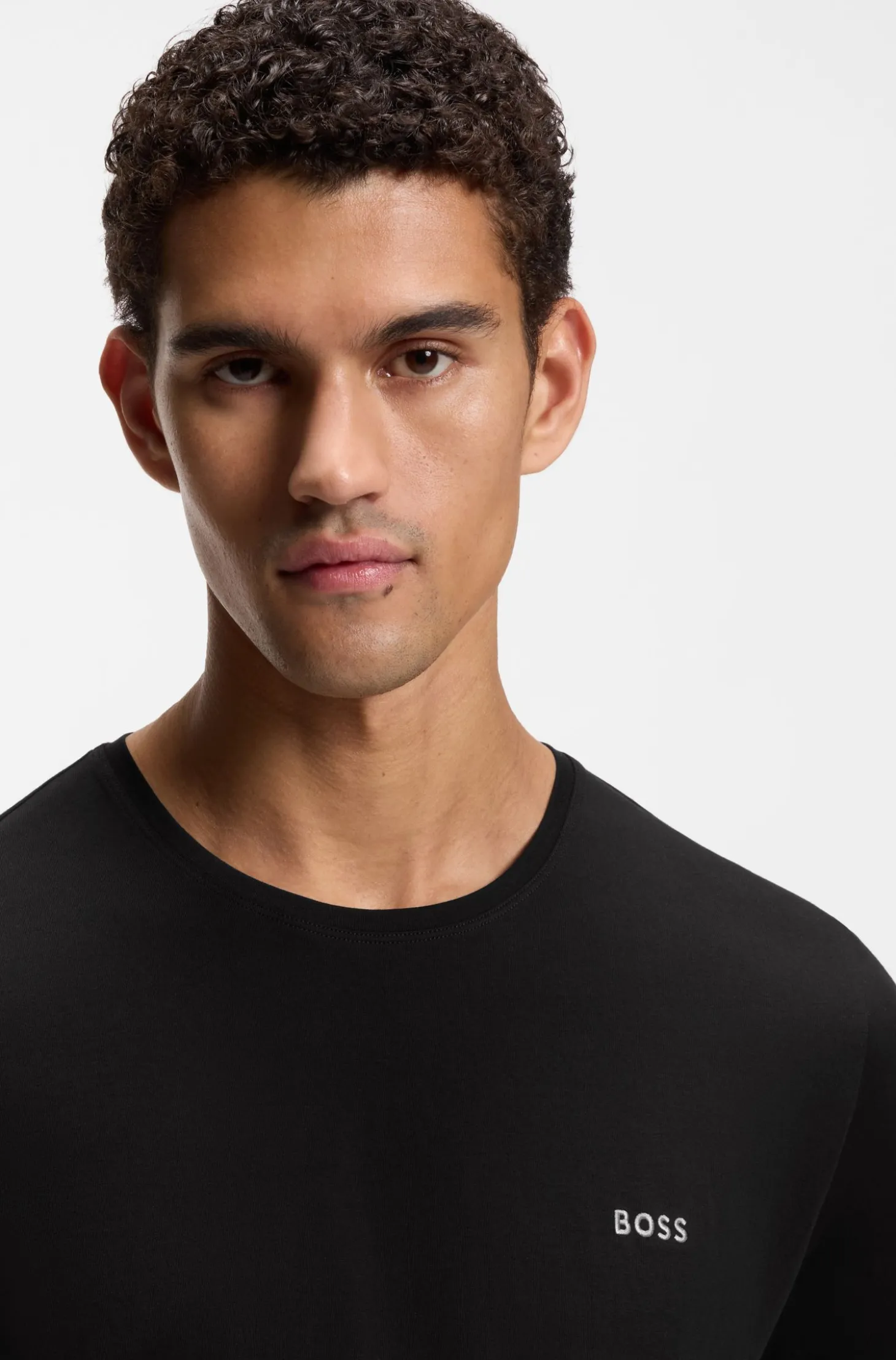 Stretch-cotton T-shirt with embroidered logo