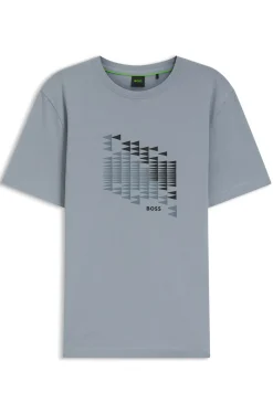 Stretch-cotton T-shirt with flag artwork