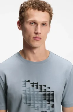 Stretch-cotton T-shirt with flag artwork