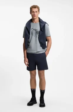 Stretch-cotton T-shirt with flag artwork