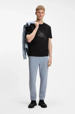 Stretch-cotton T-shirt with flag artwork