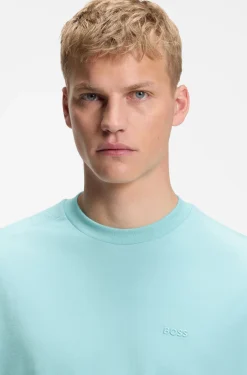 Stretch-cotton T-shirt with jacquard tape