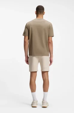 Stretch-cotton T-shirt with logo artwork