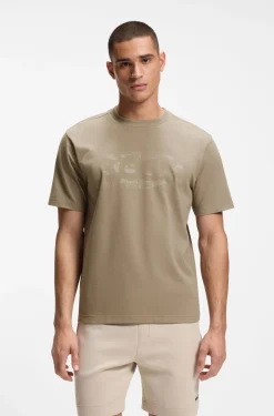 Stretch-cotton T-shirt with logo artwork