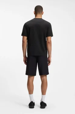 Stretch-cotton T-shirt with logo artwork