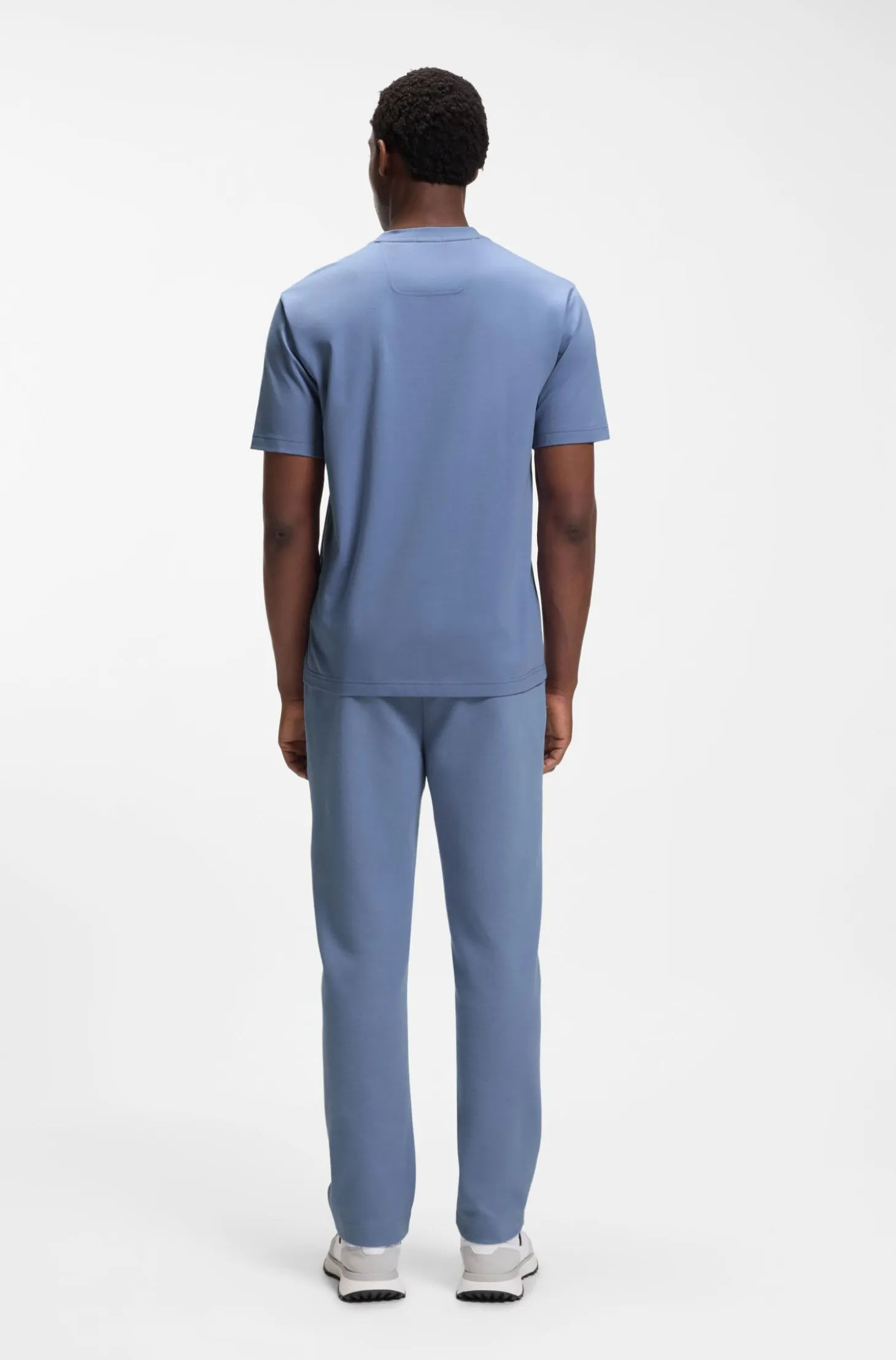 Stretch-cotton T-shirt with logo artwork