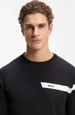 Stretch-cotton T-shirt with logo print